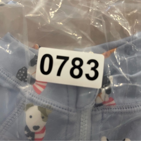 Janie And Jack Baby Americana Dog Rash Guard Size 6-12 Months Blue One Piece - Picture 6 of 6